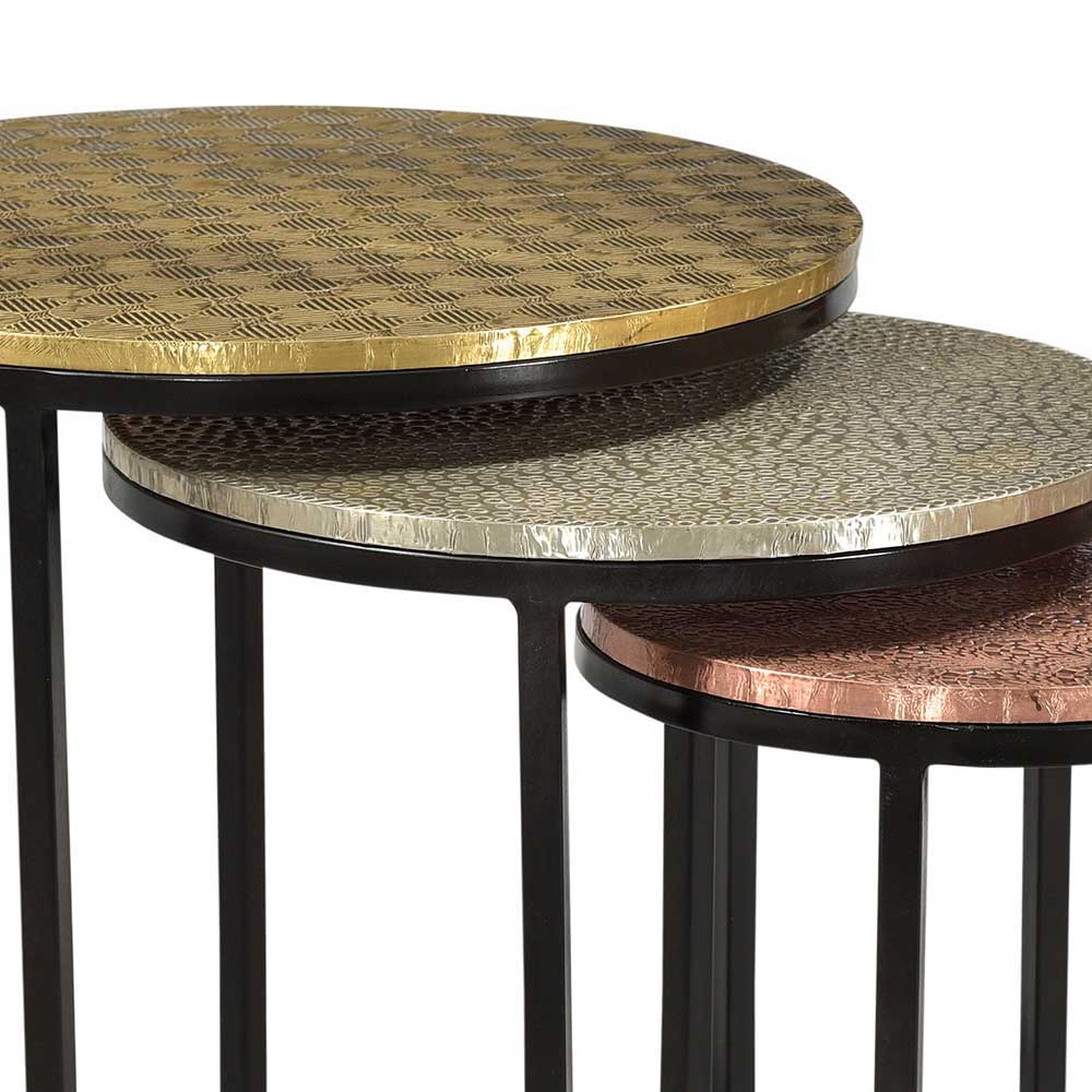 Rundes Beistelltisch Set Metall - Aspari (dreiteilig)