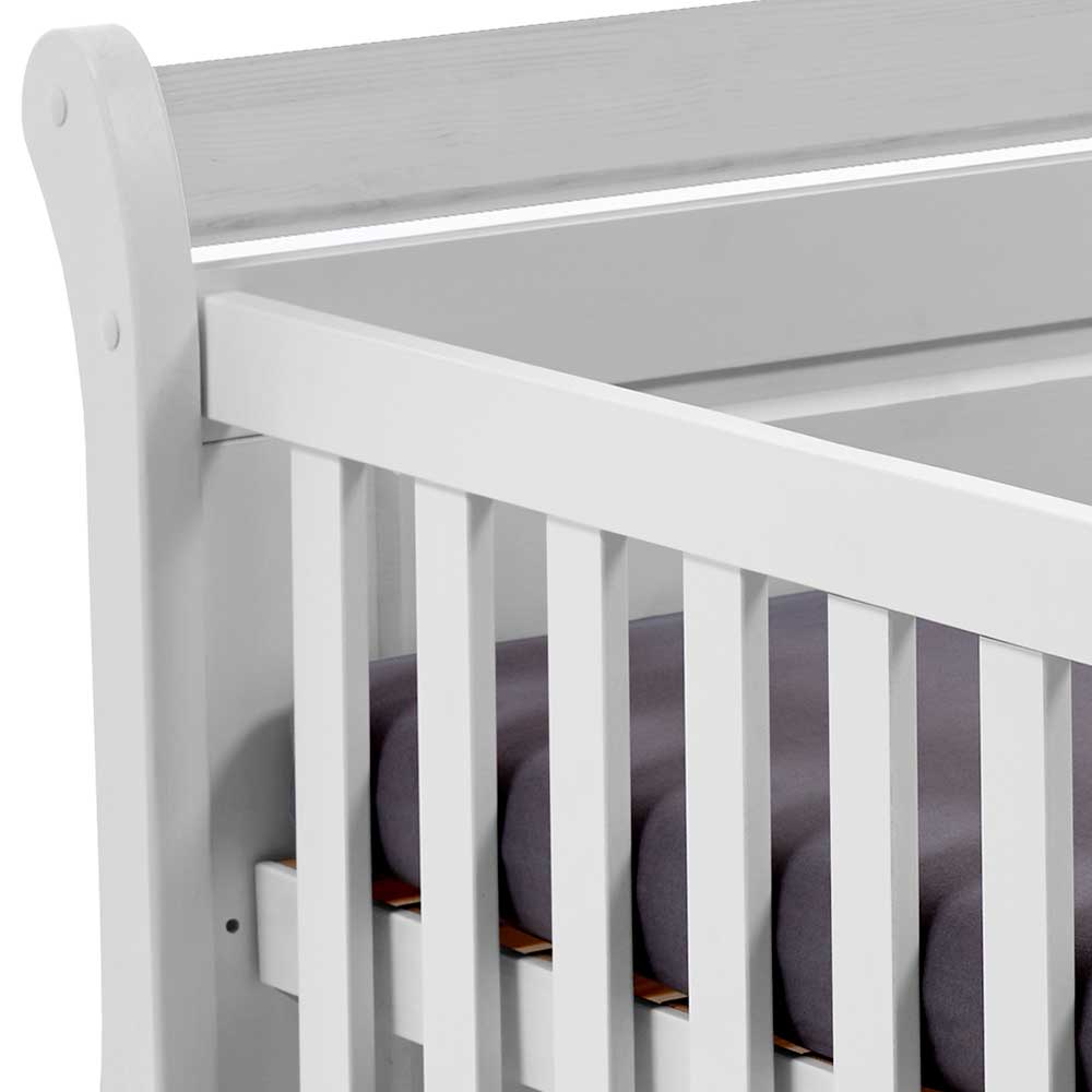 Weißes Holz Babybett inklusive Umbauseiten - Satumare