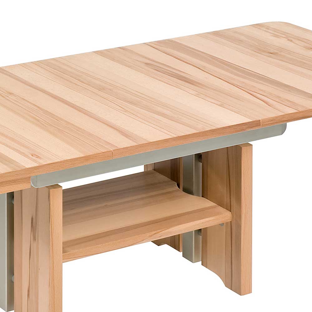 Robuster Holztisch für das Wohnzimmer mit integrierter Ablage und stabiler Massivholzkonstruktion – Fotalma
