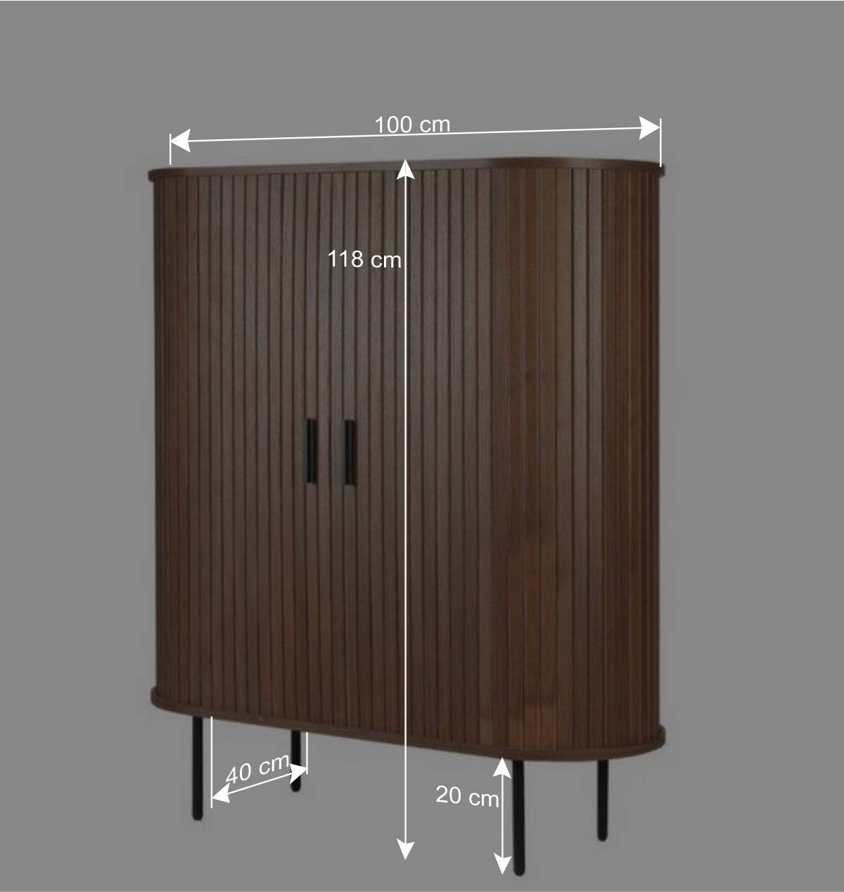 Ovales Highboard mit Schiebetüren - Arura