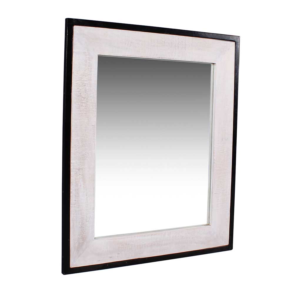 Rechteckiger Wandspiegel 82x92 cm mit doppeltem Rahmen in Weiß und Schwarz – Crenada