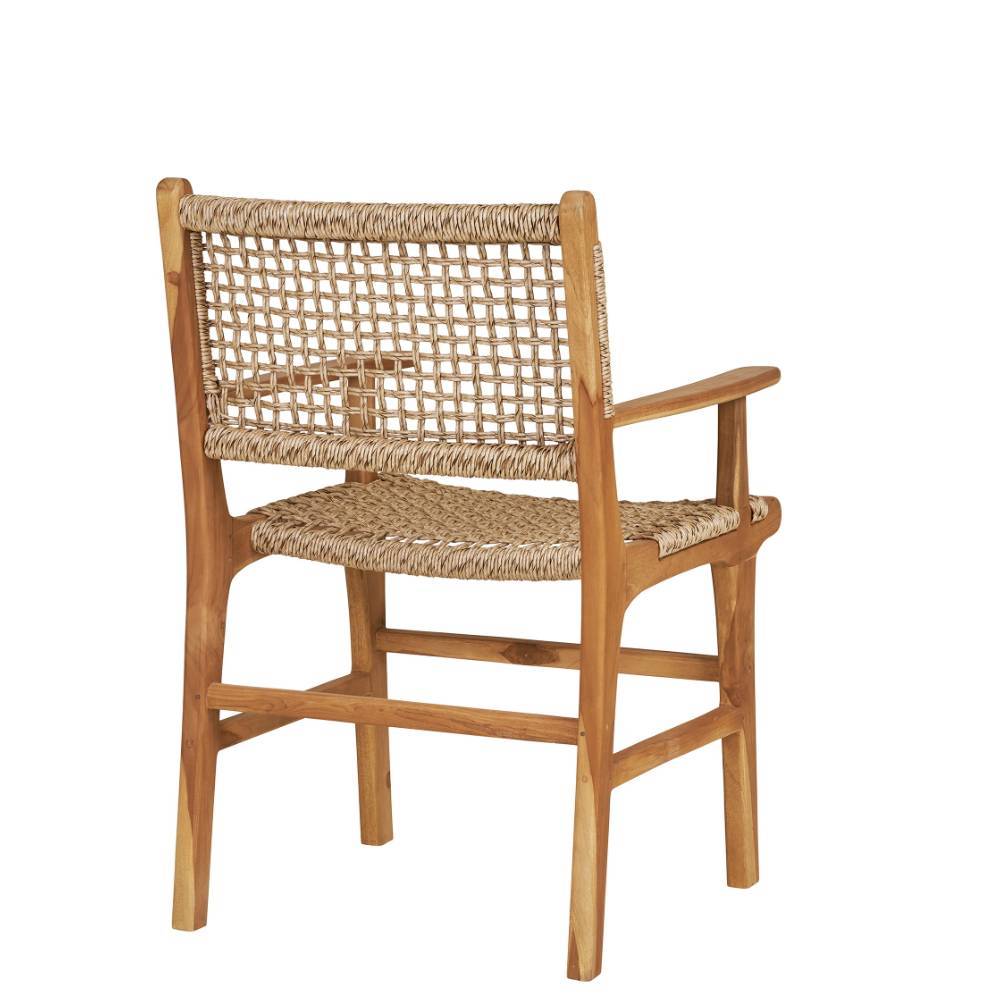 Teak Armlehnenstuhl mit Kordelgeflecht - Merlan (2er Set)