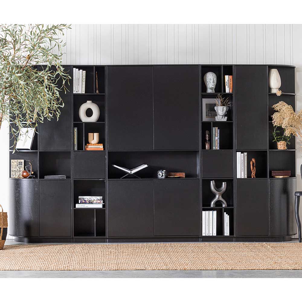 40x210x40 Standregal in Schwarz aus Kiefer - Niwidus