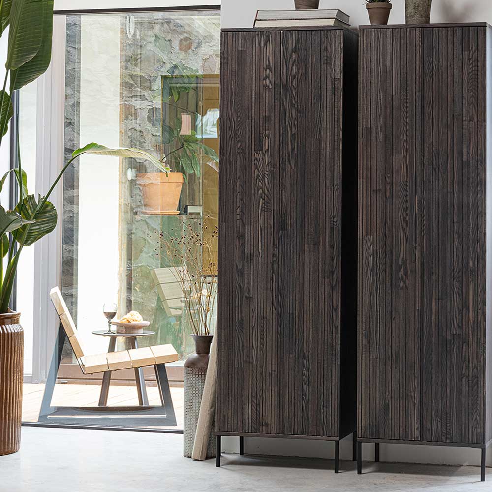 Wohnzimmer Schrank in Esche Dunkel & Schwarz - Eyes