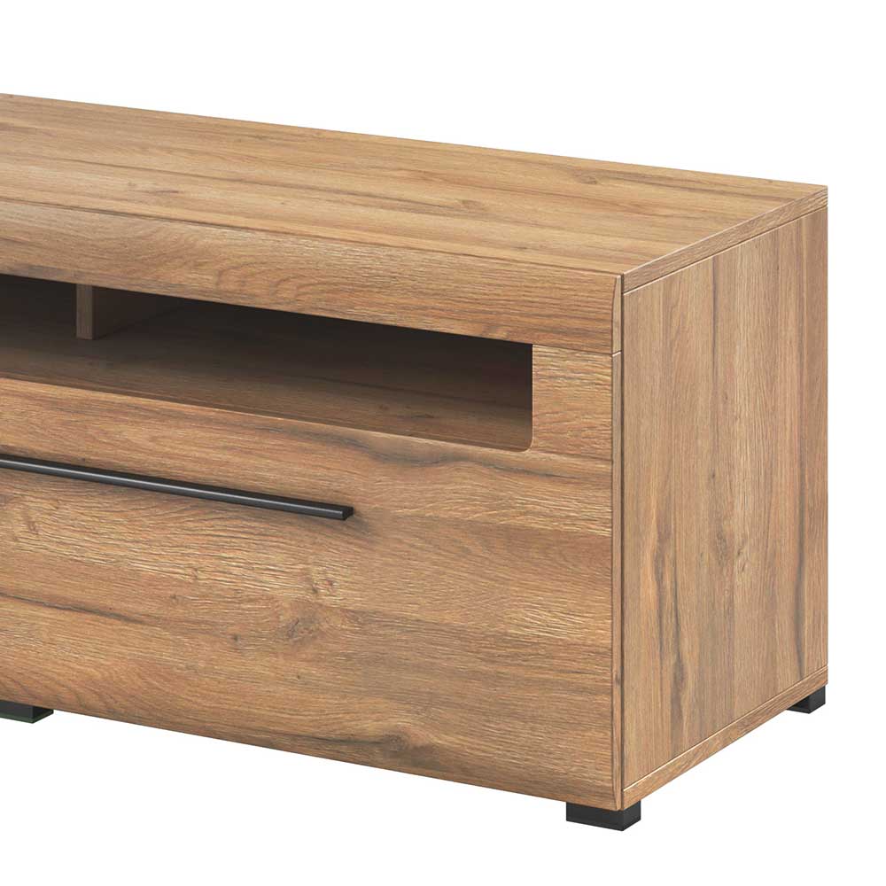 140x52x50 TV Unterschrank in Eiche Optik mit Schwarz - Aberdeen