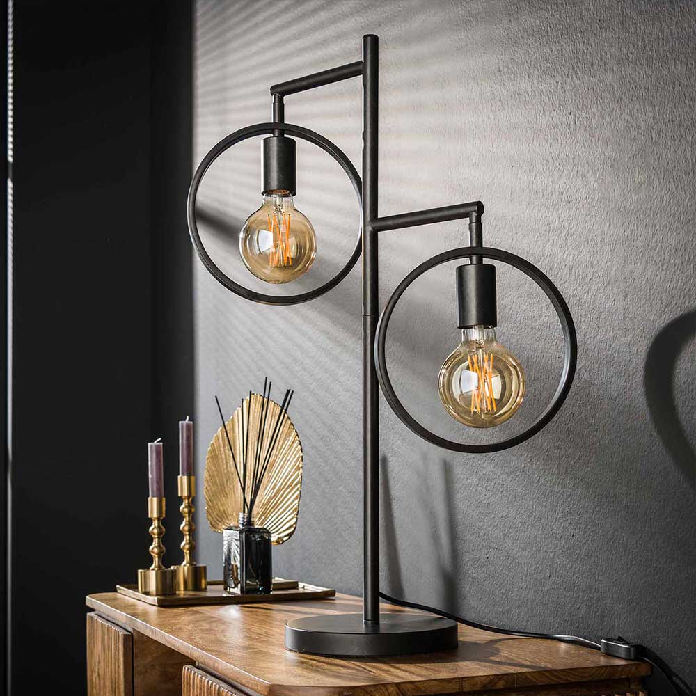 2-flammige Designer Tischleuchte in Dunkelgrau - Shyma