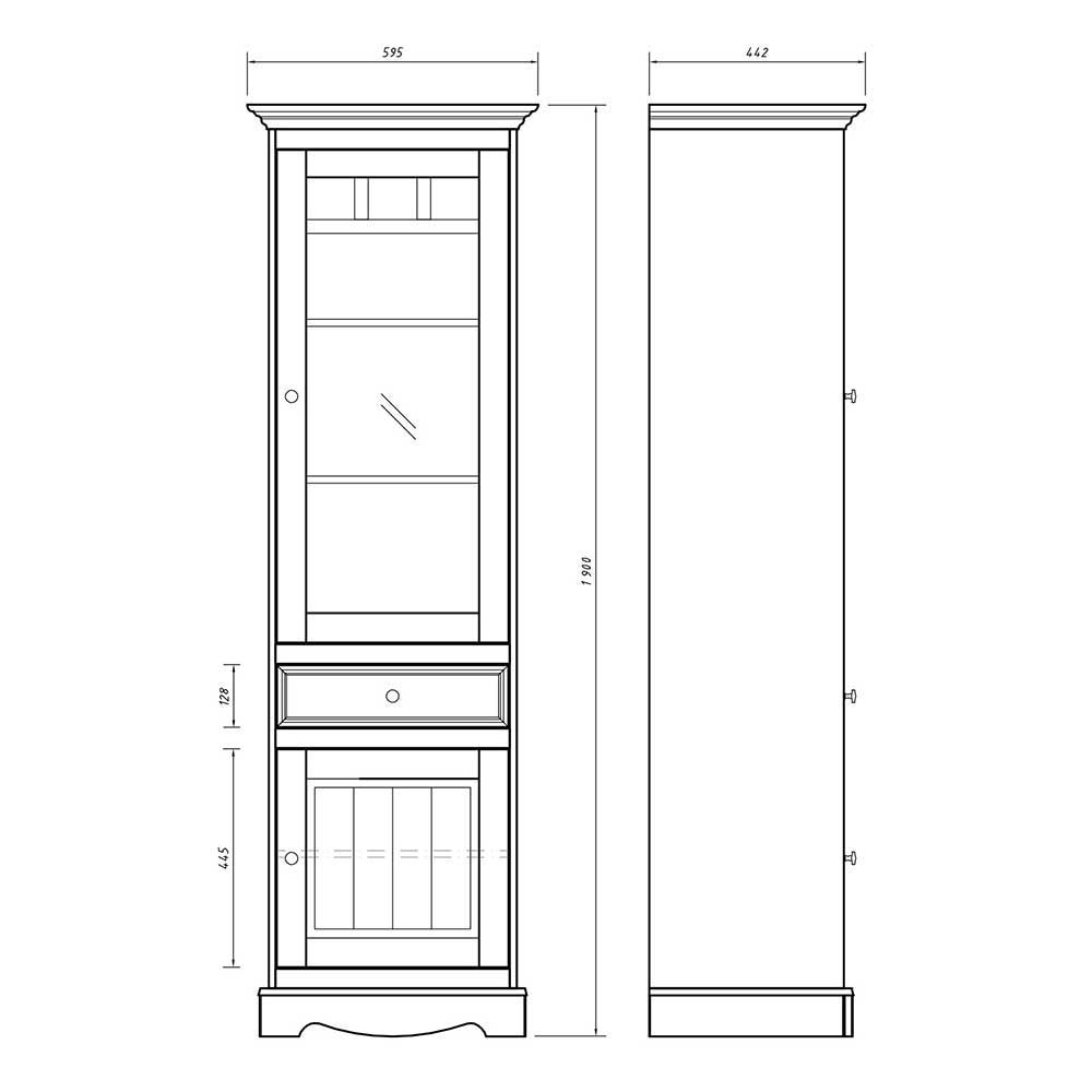 Modern Country Vitrine in Grau & Kiefer - Eromsia