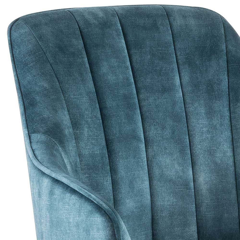 Velours Tischsessel in Blau Petrol - Vitalrov (2er Set)
