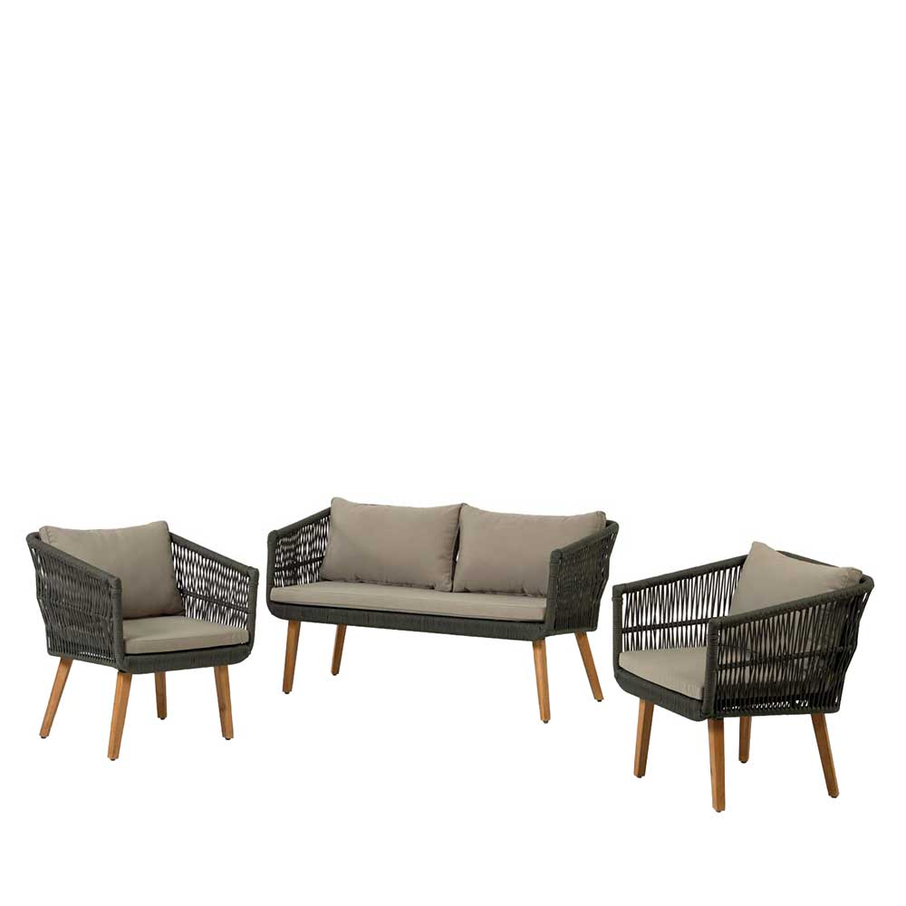 Sofa & Sessel aus Kordel-Geflecht - Lagoas (dreiteilig)