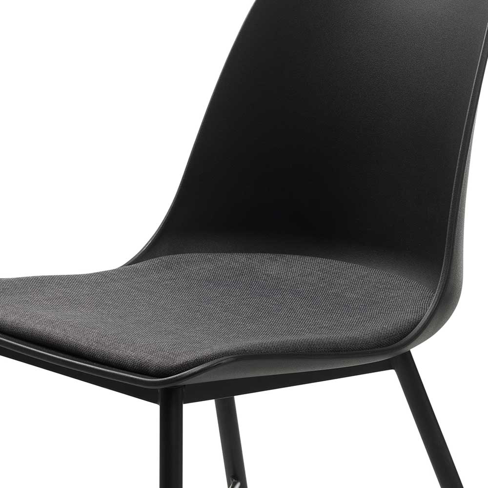 Schwarze Schalenstühle mit Stoffsitz Grau - Vorcalo (2er Set)
