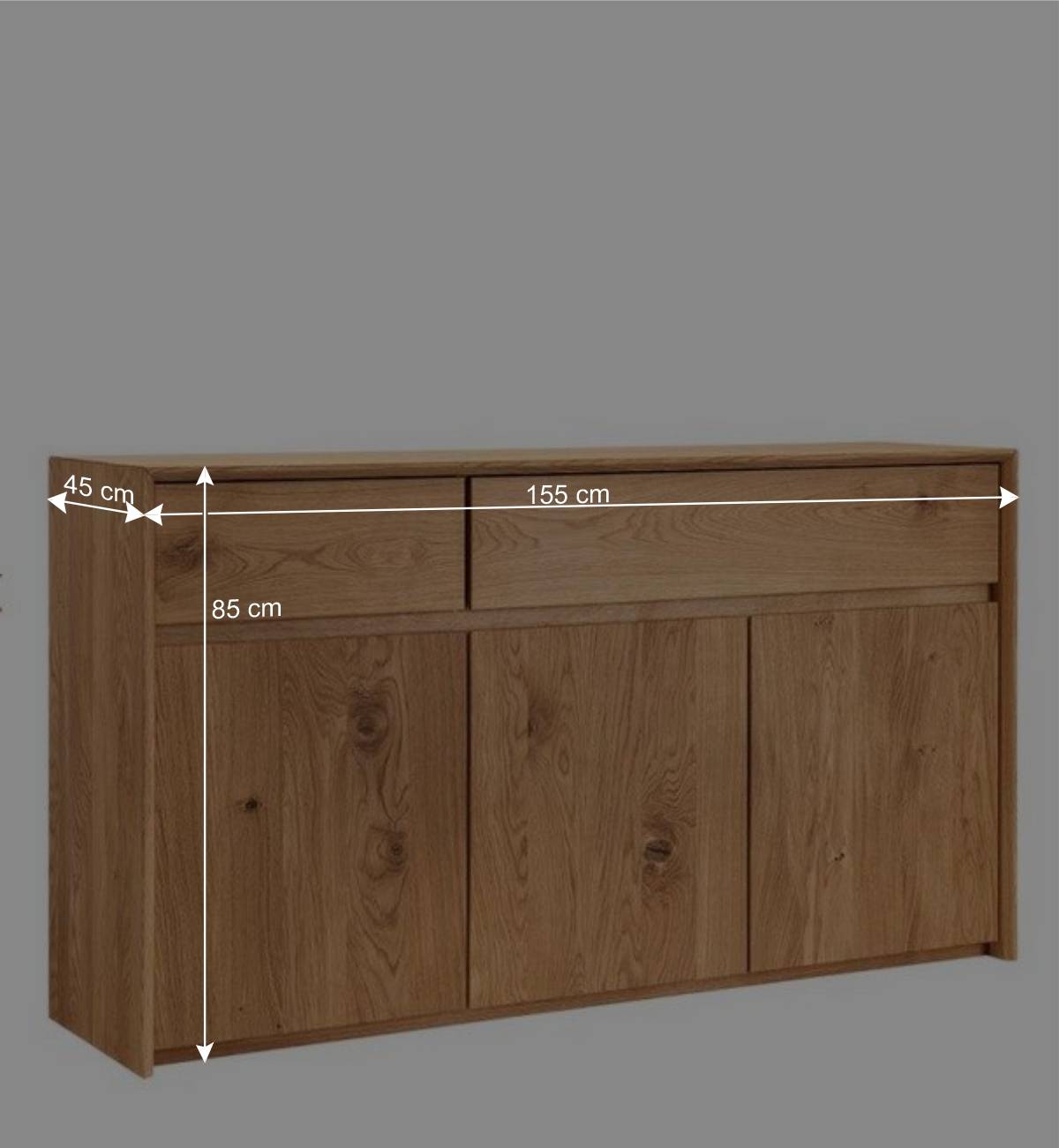 Wildeiche Sideboard mit zwei Schubladen - Zandras