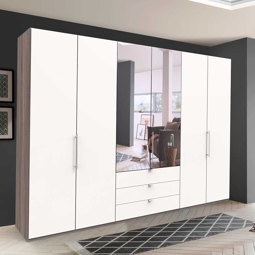 Falttüren-Kleiderschrank mit Spiegel - Tivierto