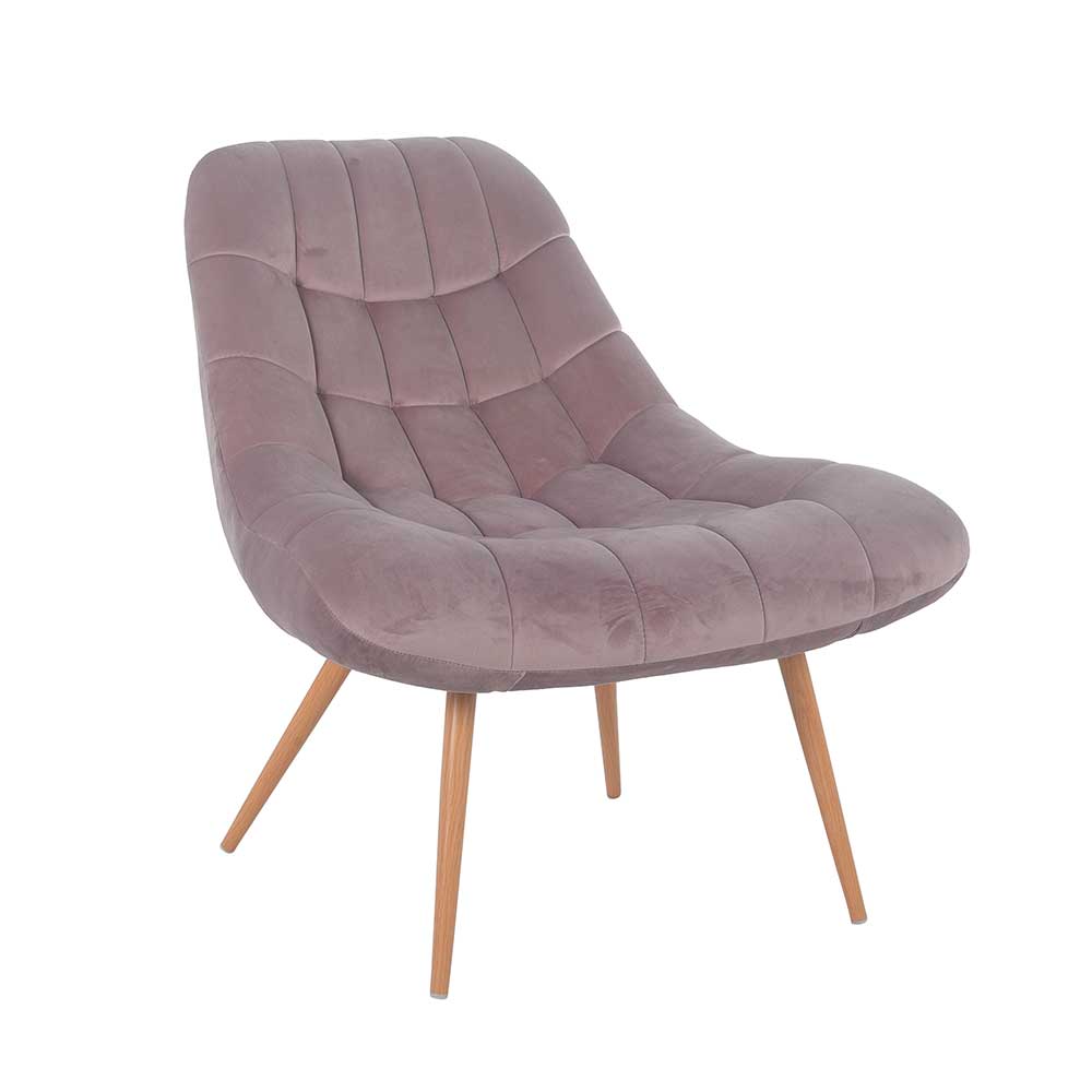 Moderner TV Sessel in Rosa Samtstoff - Montreal