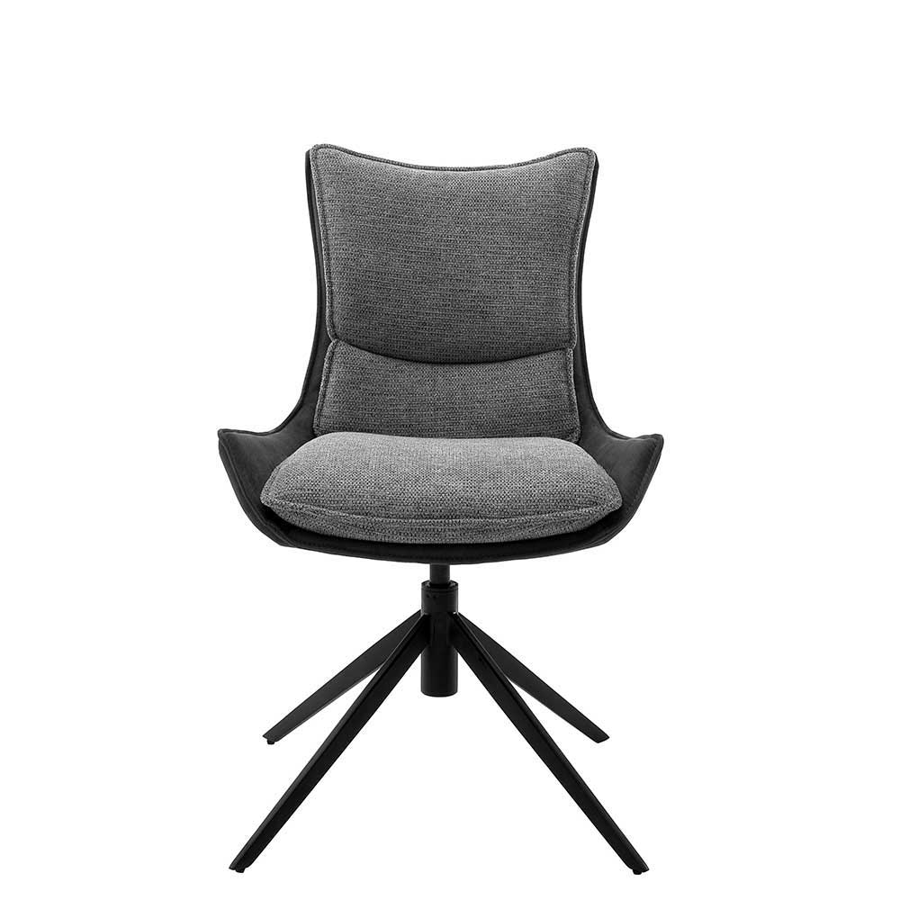 Komfortabler Küchenstuhl in Grau-Schwarz mit ergonomischer Rückenlehne und drehbarem Fuß – Lamezzan