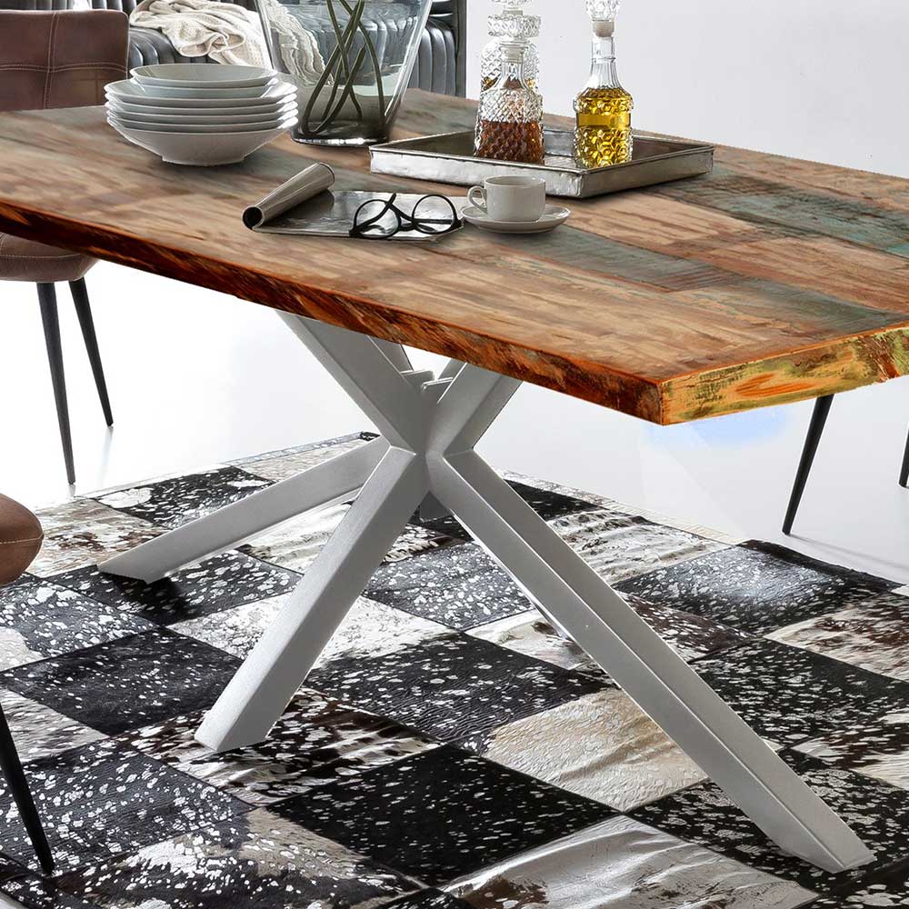 Designer Altholz Esstisch in Mehrfarbig - Dembley