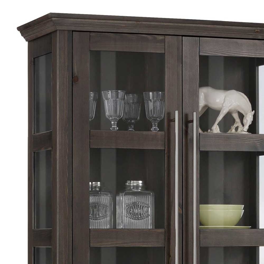 Vitrine aus dunkel lackiertem Kiefernholz - Syvila