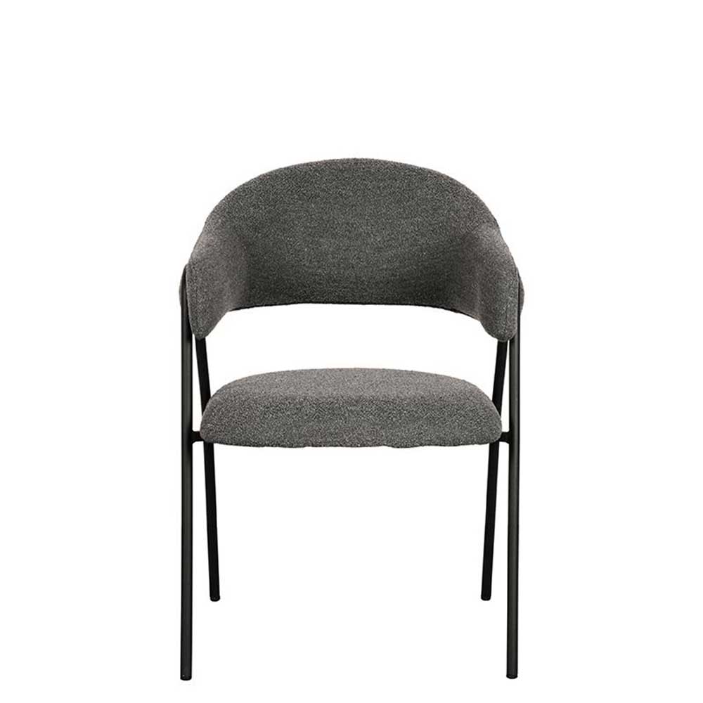 Stühle aus Boucle Stoff in Grau - Dundrum (2er Set)