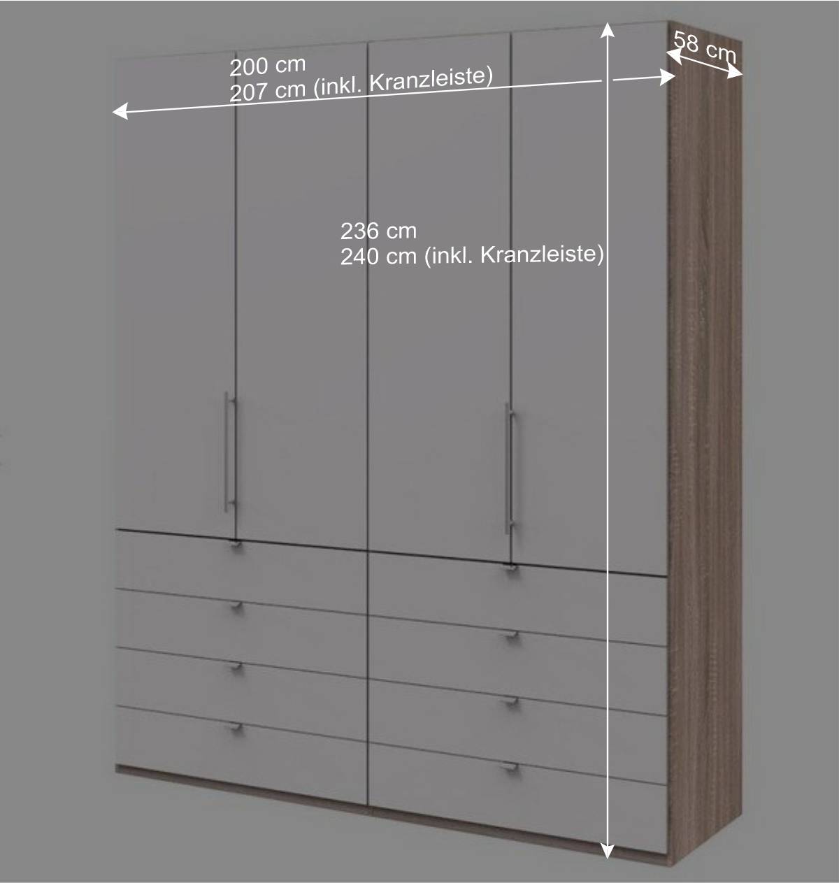 Schlafraum Kleiderschrank mit 8 Schubladen und 2 Falttüren - Vaclyn