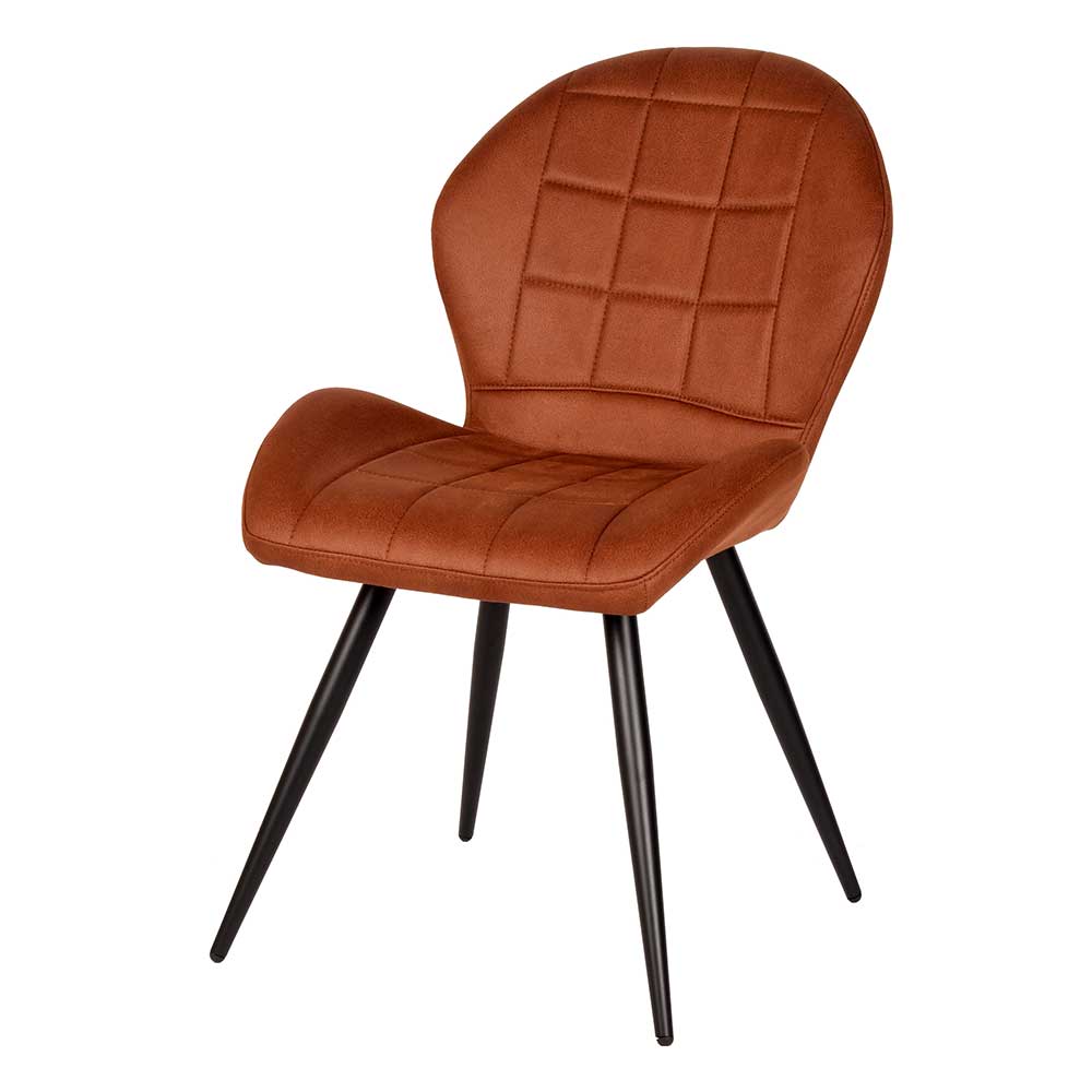 Polsterstuhl aus Microfaser in Cognac Braun - Flippo (2er Set)