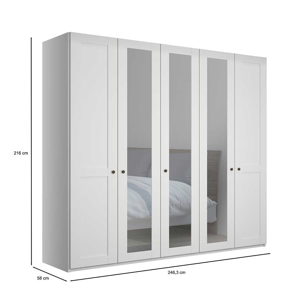 5-türiger Schlafzimmer-Kleiderschrank in Weiß - Flinn