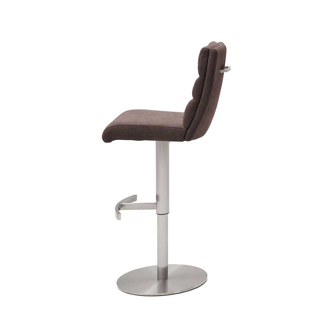 Brauner Barhocker mit Lehne drehbar Fabiola & verstellbar