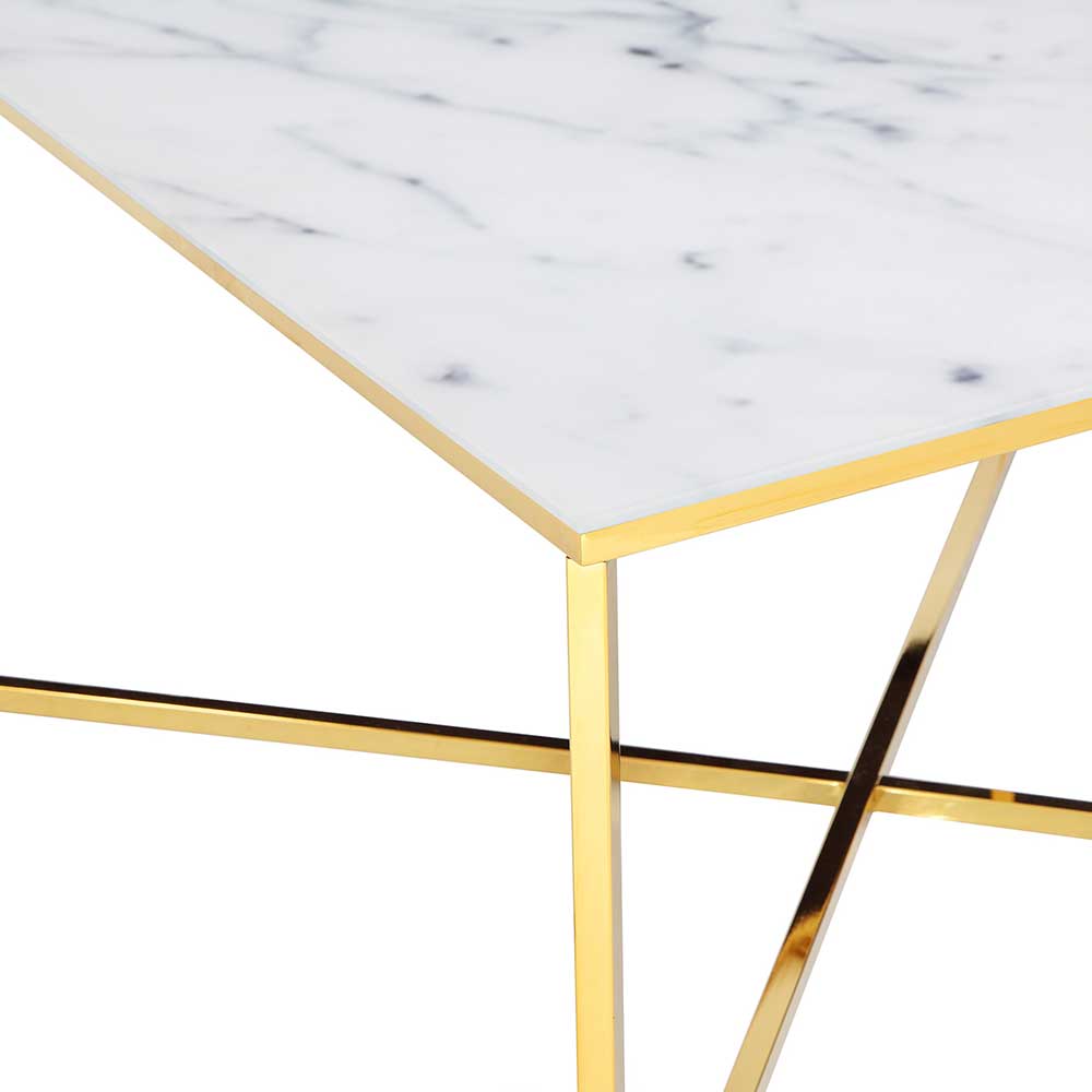 80x80 Quadrat Couchtisch in Marmor Optik & Gold - Hulmane