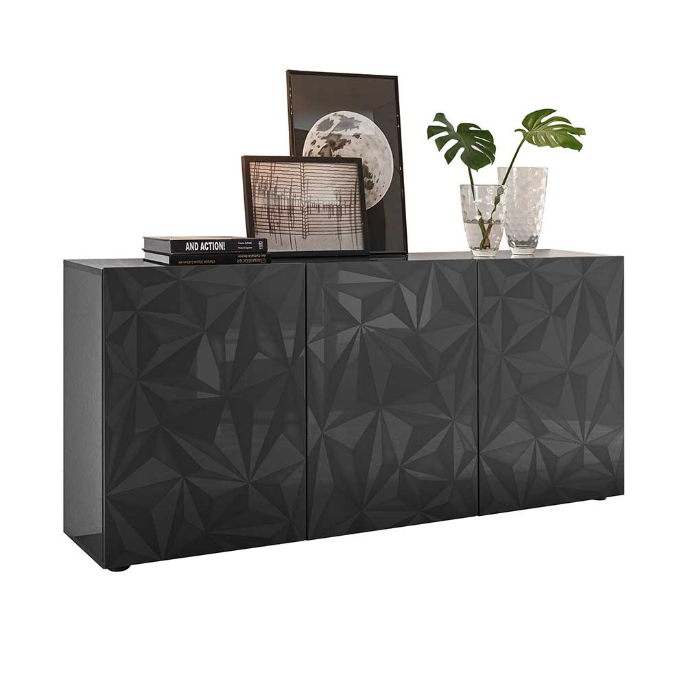 Hochglänzendes Designsideboard in Anthrazit - Kuriasna
