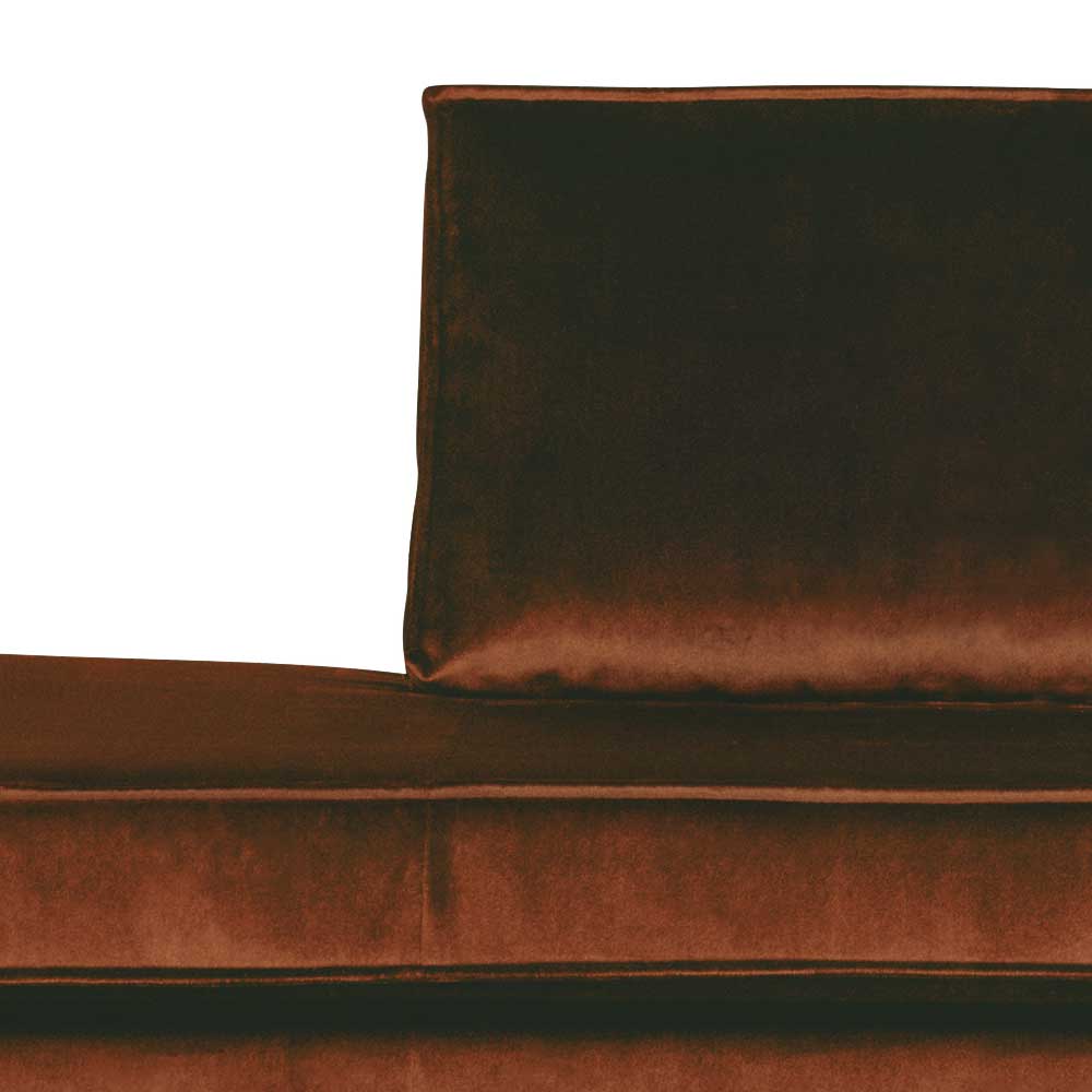 Rostbraunes Retrosofa Recamiere Naryon mit Metallbeinen Schwarz