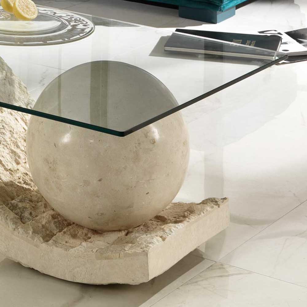Design Couchtisch French aus Glas und Stein