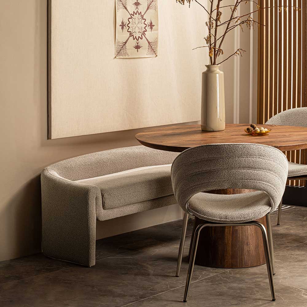 Skandi Polsterbank in Beige Strukturstoff - Greta