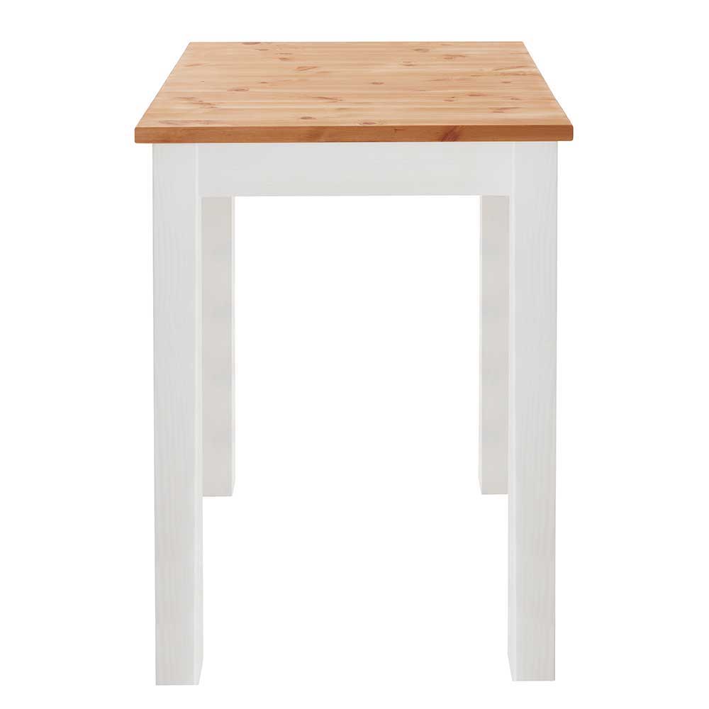 Zweifarbiger Bartisch mit weißem Gestell und heller Holzplatte – Molzau