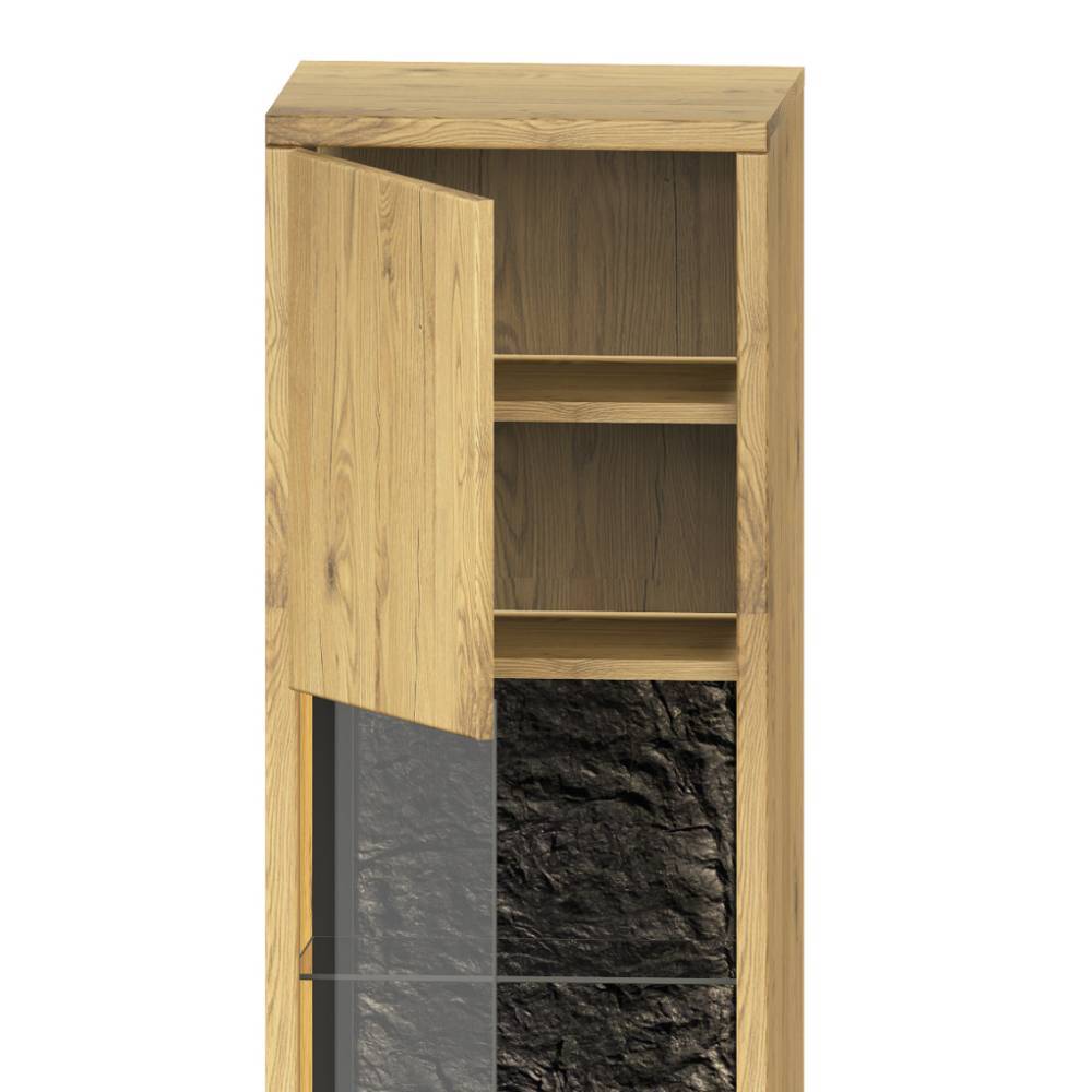 Vitrinenschrank aus Wildeiche Massivholz - Friburgo