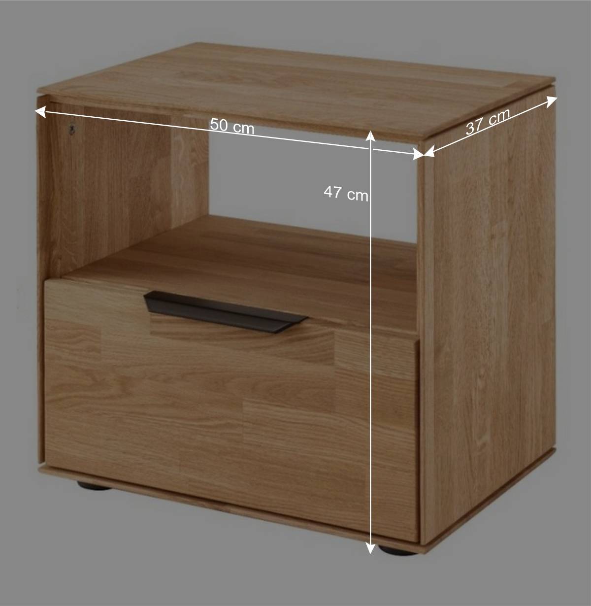 Massivholz-Nachtkommode 47 cm hoch - Kassanda