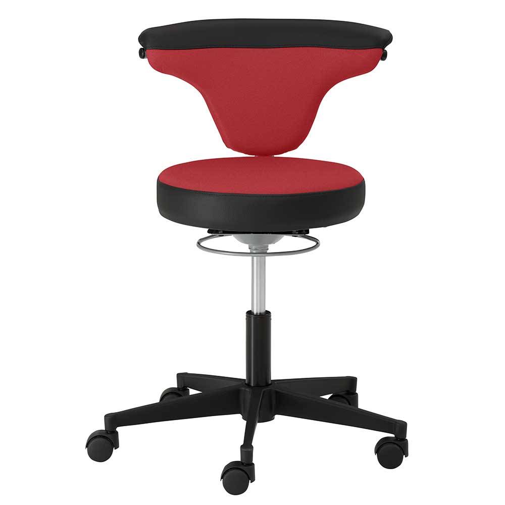 Office Hocker mit Lehne in Rot Schwarz - Winter