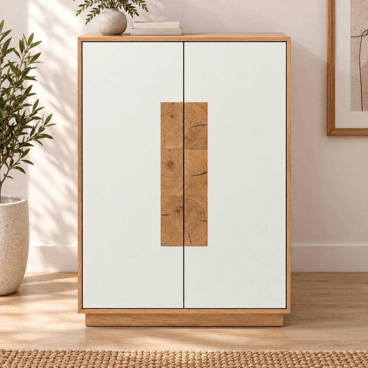 Hochwertiges Highboard in Weiß & Eiche - Smonia