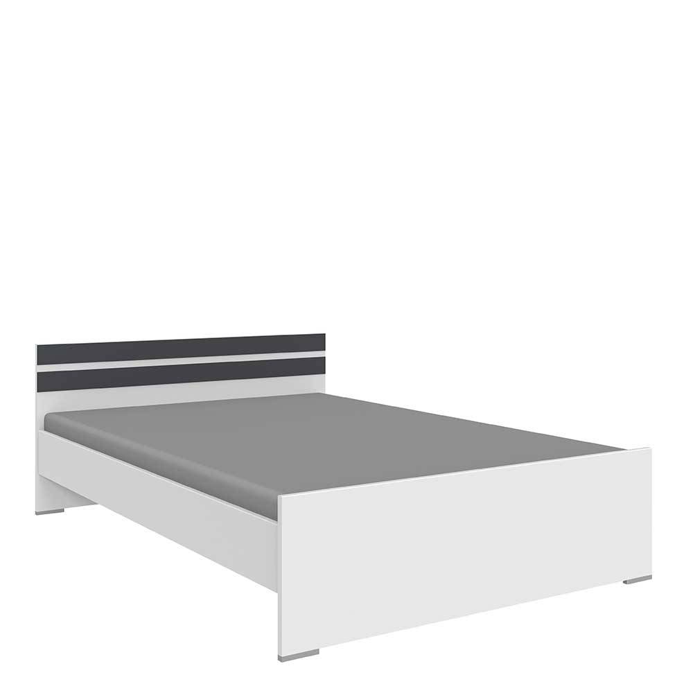 Bett in Weiß mit Dunkelgrau - Tamba