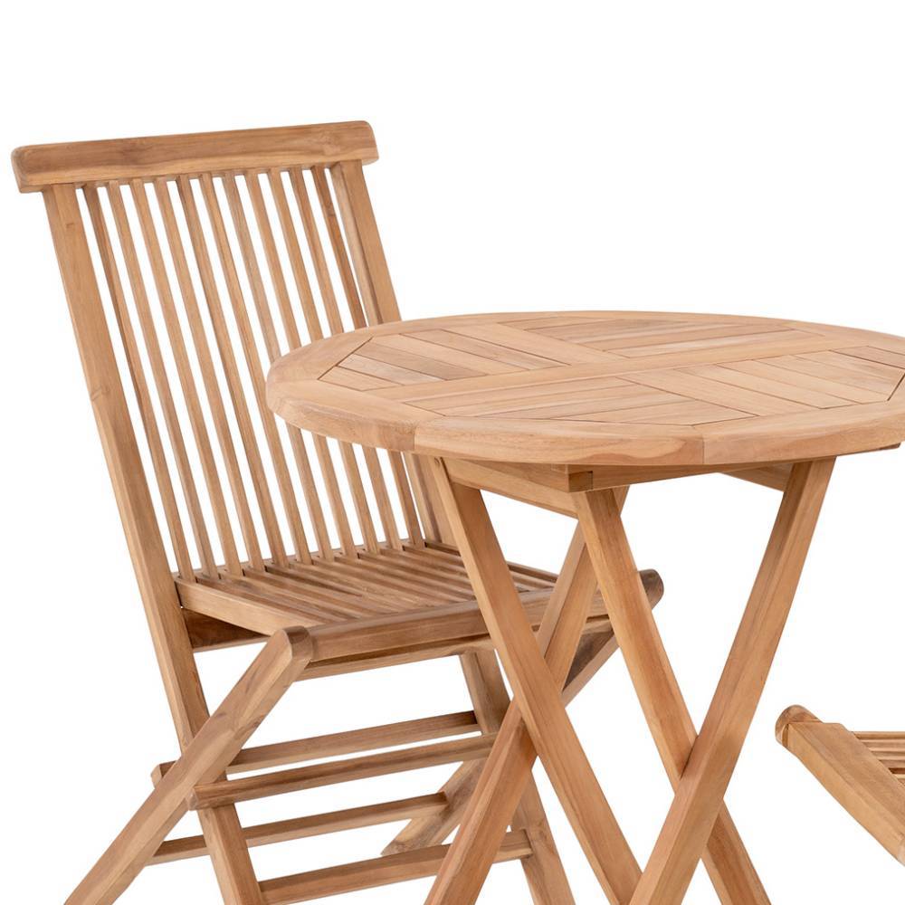 Balkon Tischgruppe aus Teak Massivholz - Senvelita (dreiteilig)