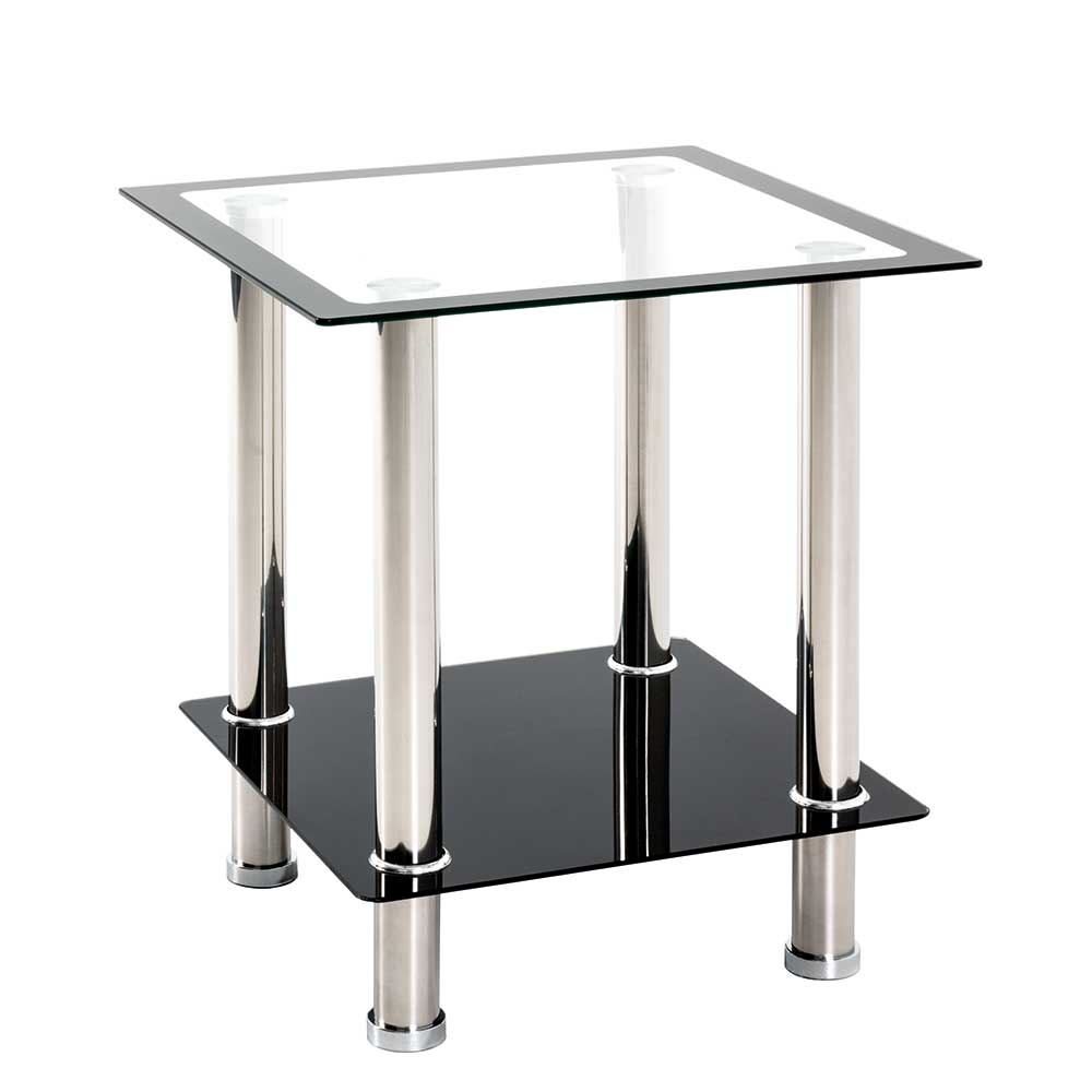 40x46x40 Beistelltisch aus Glas & Edelstahl - Self