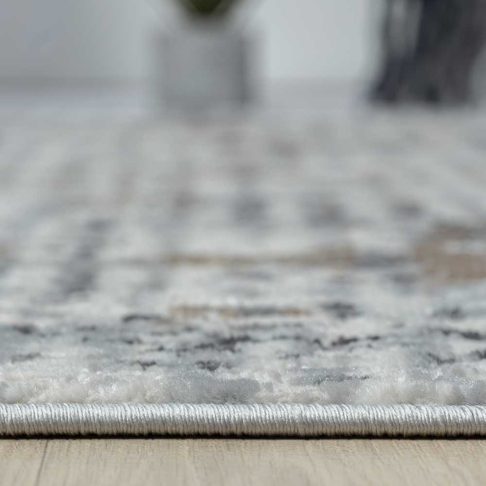 Kurzflor Teppich in Hellgrau & Creme - Savuta