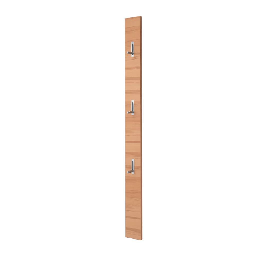 Schmale Garderobe Kernbuche mit drei silbernen Klapphaken für den Flur – Weymo