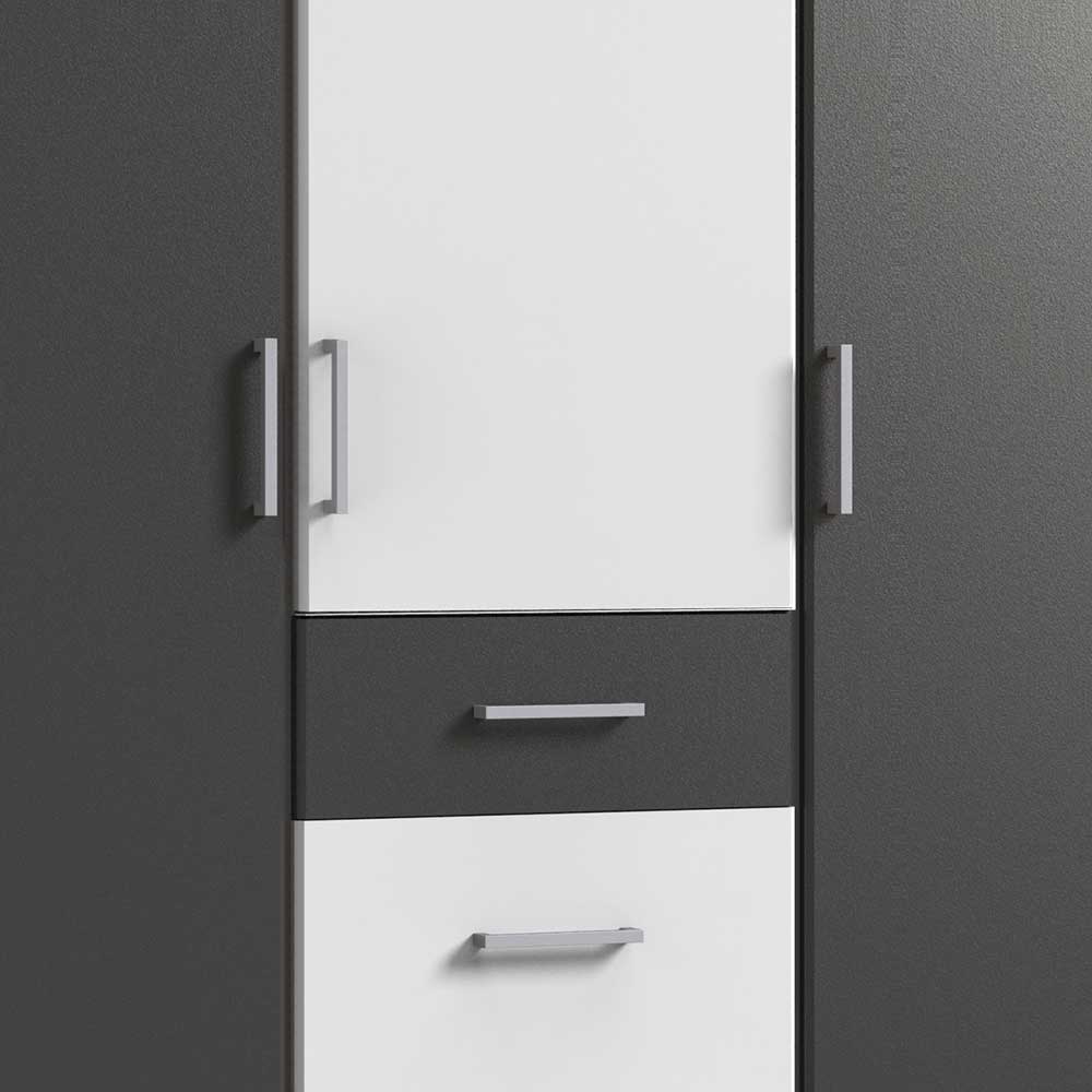 Moderner Kleiderschrank in Weiß mit Dunkelgrau - Vanila