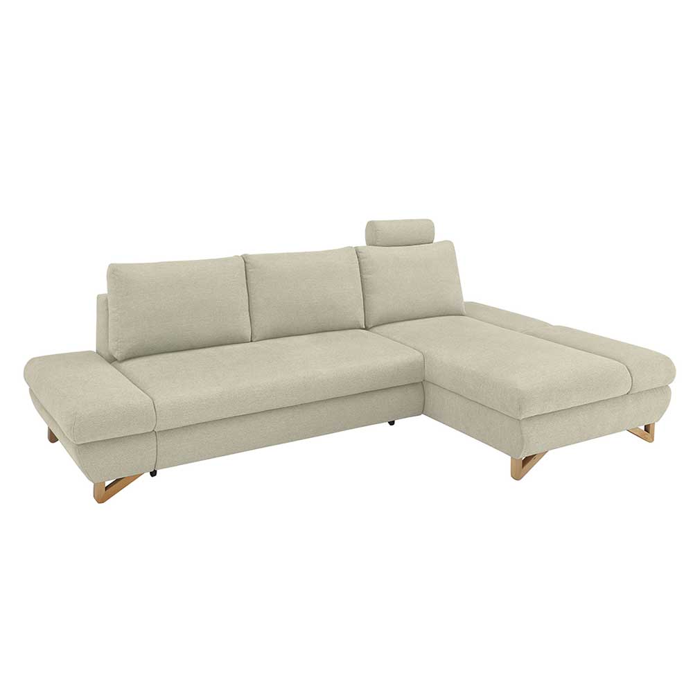 Strukturstoff Ecksofa in Beige - Baonga