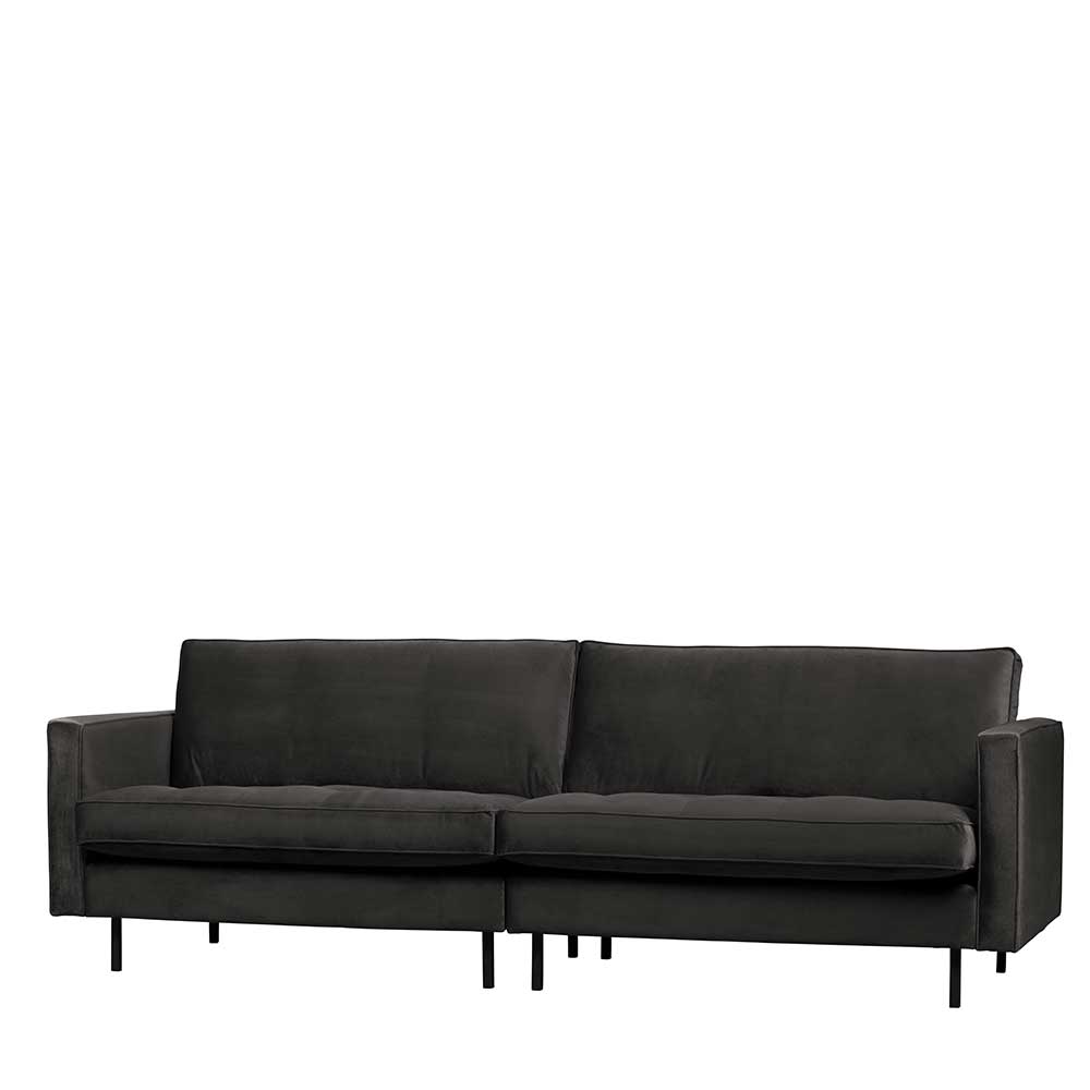 Dreier Sofa aus Samt in Dunkelgrau - Ertrego