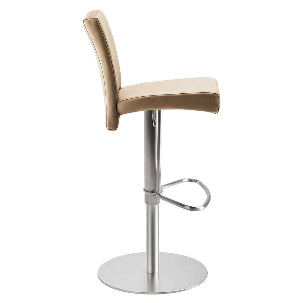 Tresenstuhl gepolstert in Beige Microfaser - Stalinos