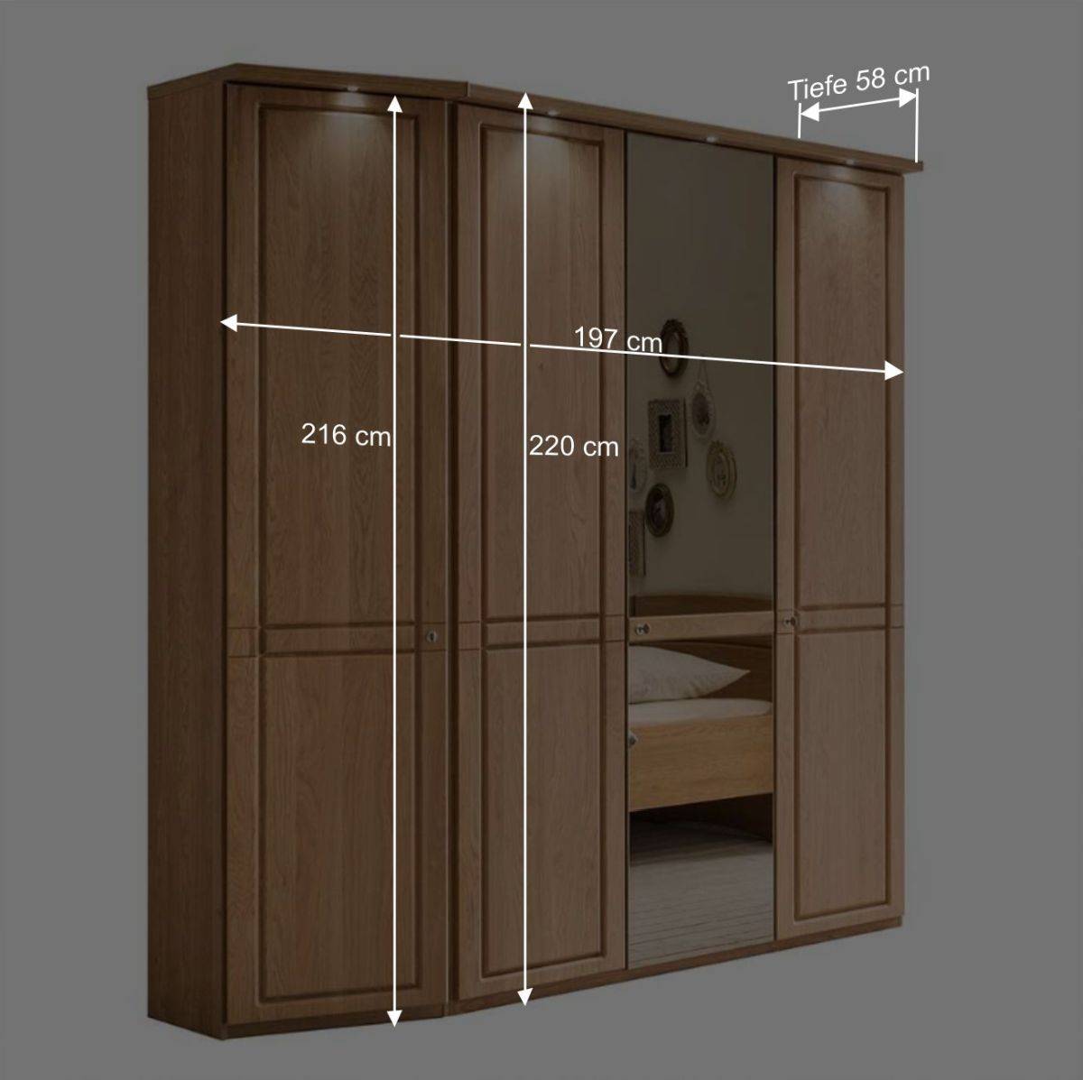 4-trüiger Kleiderschrank aus Eiche Massivholz - Sendician