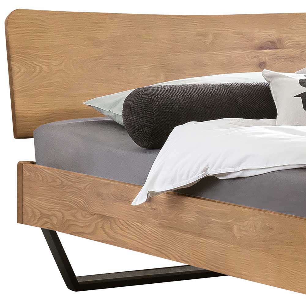 Wildeiche Holzbett 140x200 mit Stahl - Viralus