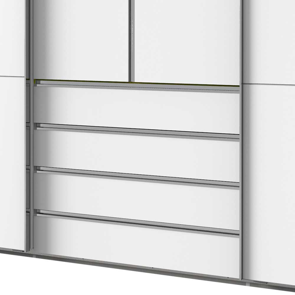 Kleiderschrank mit vier praktischen weißen Schubladen und Griffen – Gastruna