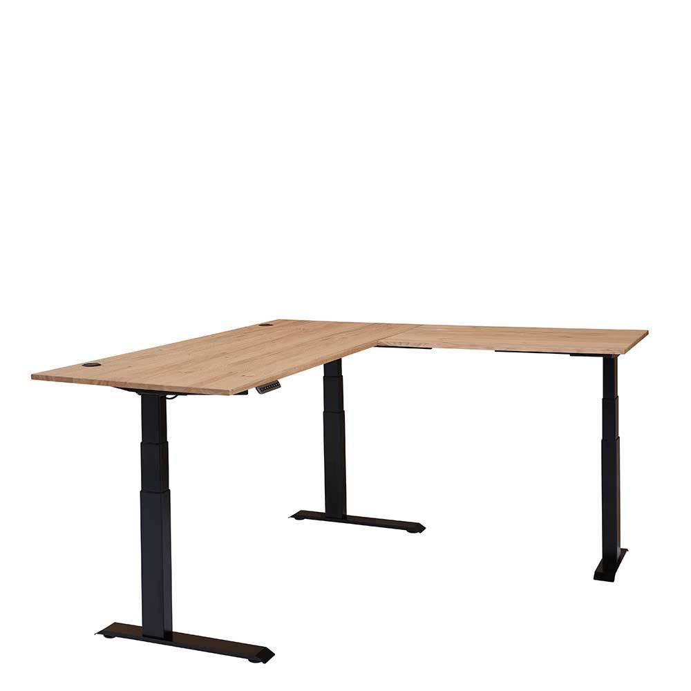 Elektrisch höhenverstellbarer Winkelschreibtisch modern - Emly