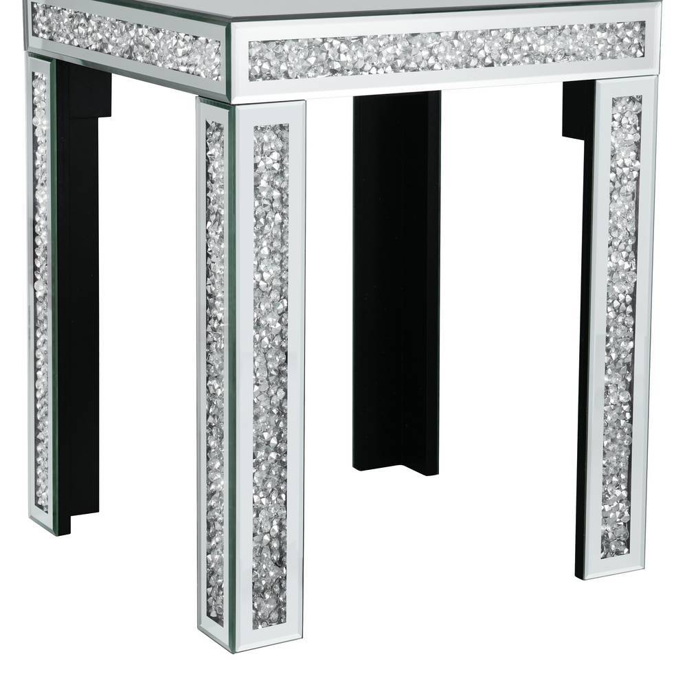 Spiegelglas-Beistelltisch mit crushed Crystal Inlay an den Beinen für das Wohnzimmer – Pezman