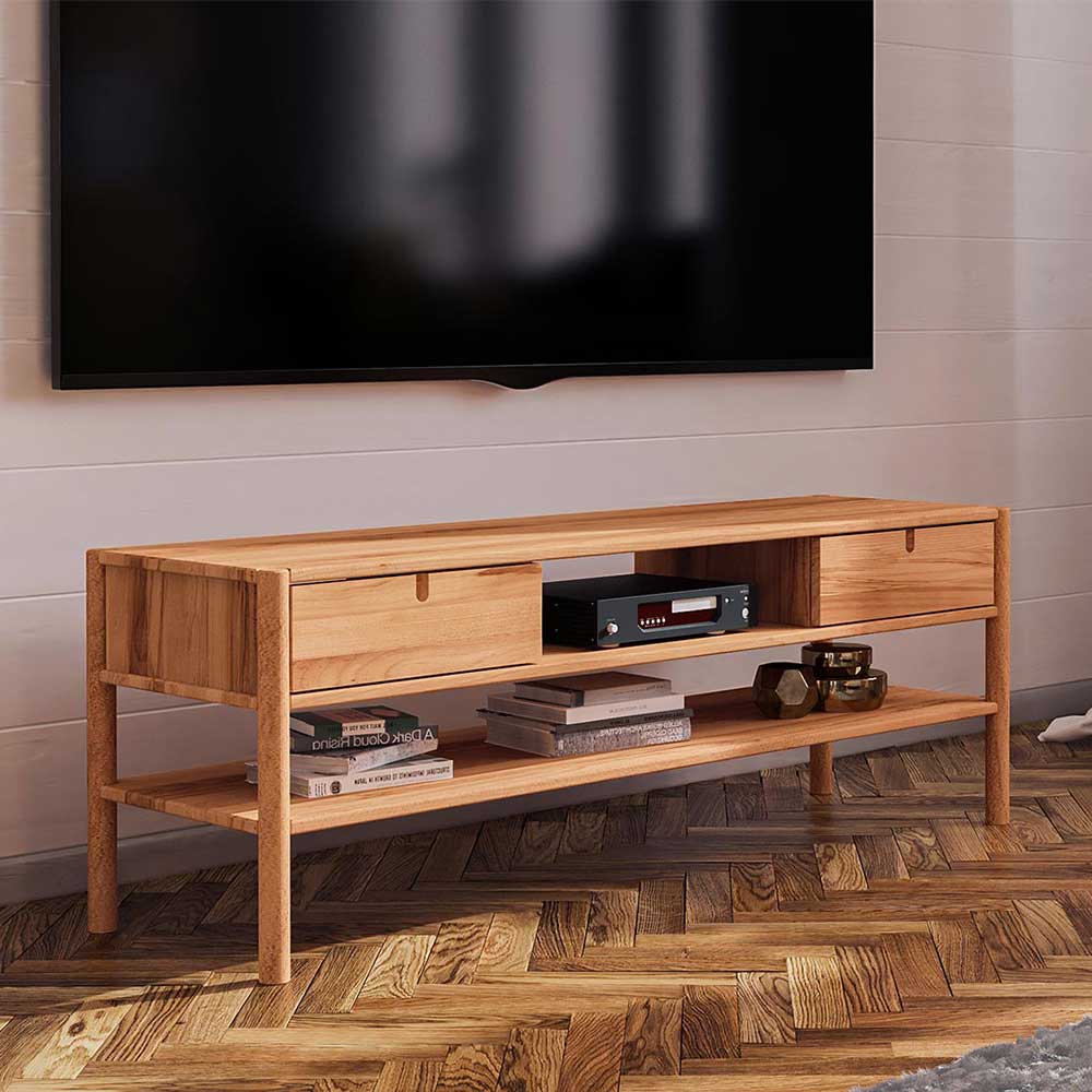 TV Unterschrank aus Wildbuche Massivholz - Indrya